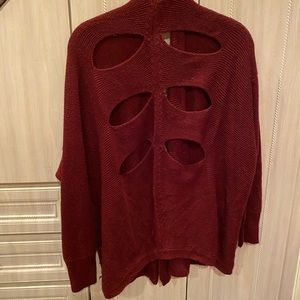 Gorgeous Wine Colored Cardigan w Cut Outs